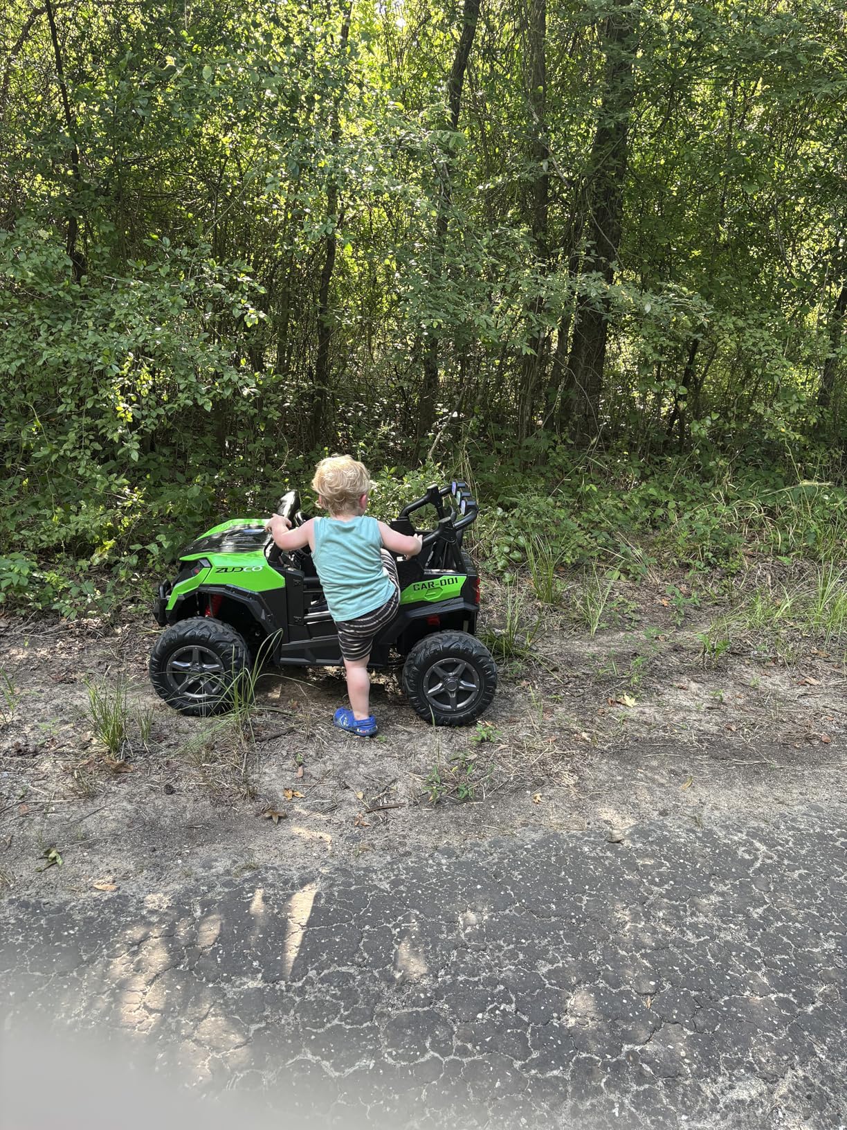ARBELI 24V 2 Seater Ride on Car Truck 4x200W, EVA Tires, 4WD/2WD, Rainbow Lights, Remote Control, Shock Absorbers, Bluetooth, Ride on Toy for Big Kids Ages 3-8, Blue customer photo 2