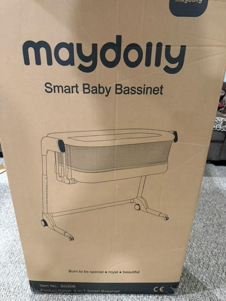 Maydolly Baby Bassinet, Smart Crib, Automatic Cry Detection and Response, Rocking Bassinet for Baby, 7 Height Adjustable with Mattress for Newborns (White) customer photo 2