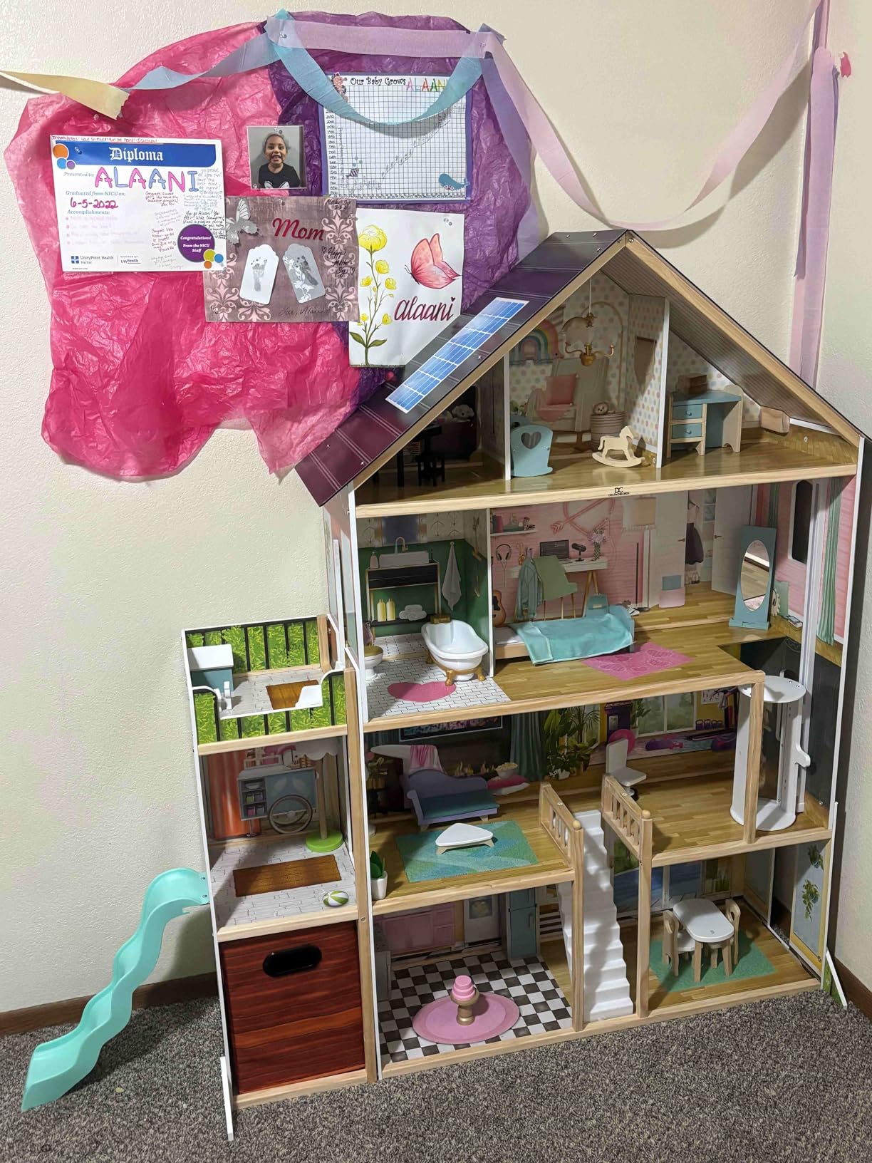 Delta Children Deluxe Maui Dollhouse - Large 4-Story Dollhouse with 12 Rooms Includes 50 Accessories - Working Elevator, Wave Slide, Lights/Sounds - Fits 12-inch Dolls customer photo 1