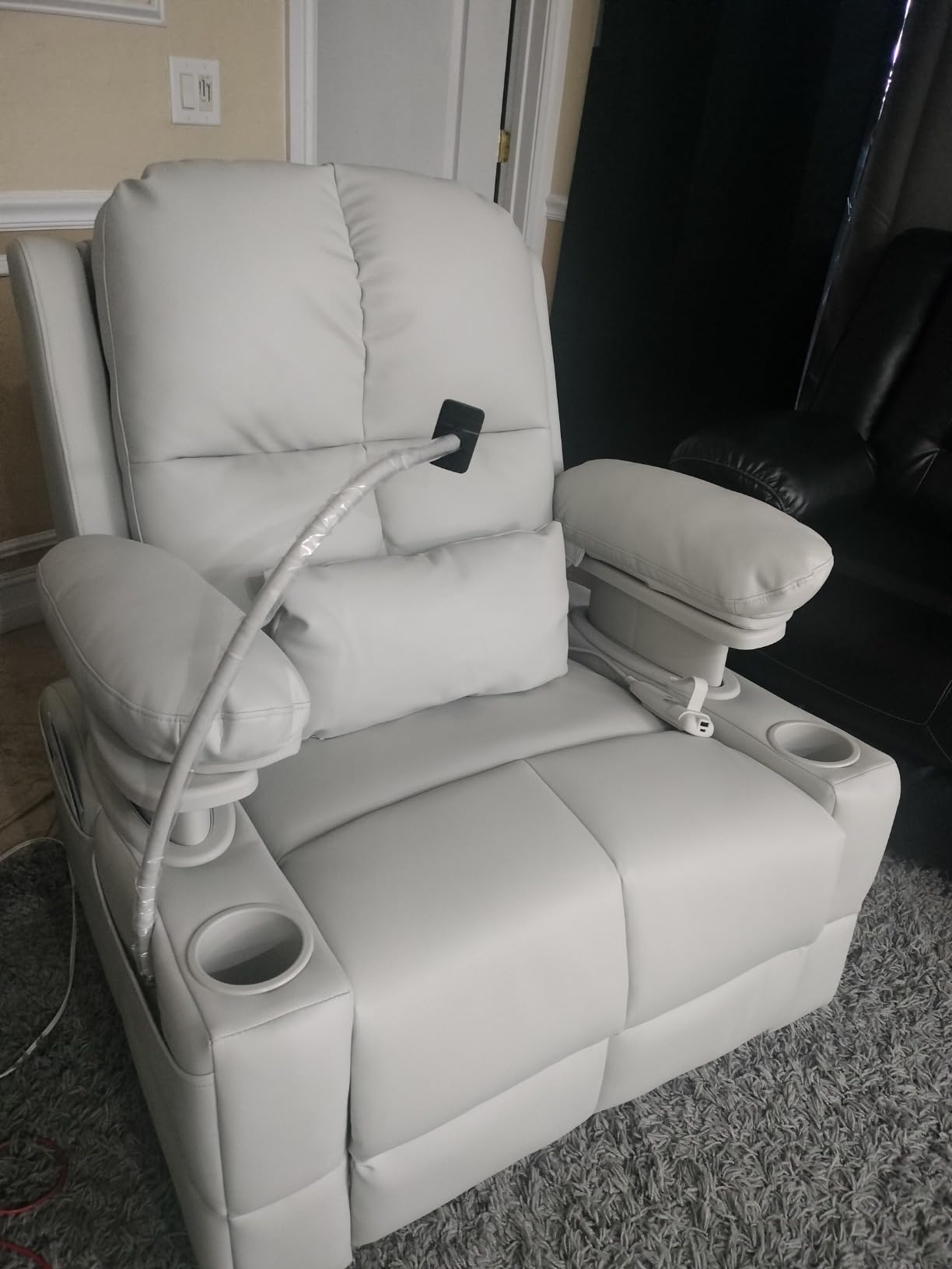 MAMAZING Lullapod Power Nursery Recliner Rocking Chair, Triple Motor Power Recliner with HugAssist Armrest, 270° Swivel Glider and Quiet Rocking Chair Nursery with Dual Charging Port and Storage customer photo 2