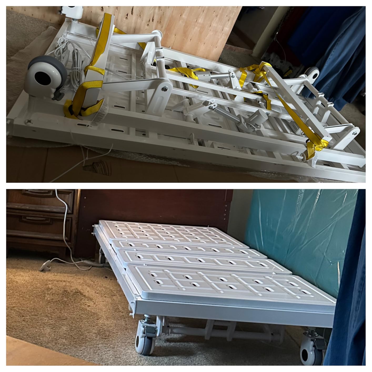 Real Relax 3 Function Full Electric Hospital Bed, ICU Electric Medical Bed with 4 inch Foam Mattress & IV Pole, Dining Table Board, Central Locking System with 5 inch Casters, 530LBS Loading customer photo 1