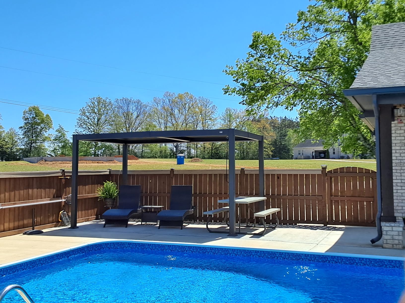 PURPLE LEAF Solar Louvered Pergola 92KS 10' x 12' with LED Strip Lights and Control Panel Aluminum Outdoor Pergola with Adjustable Roof for Patio Deck Garden Yard Gray customer photo 2