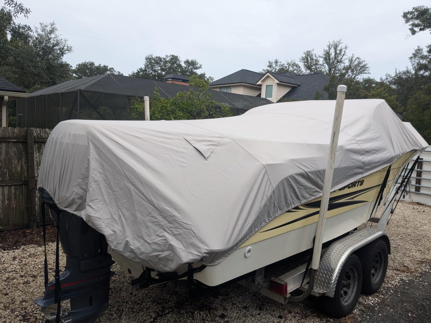 Boat Cover 17-19ft,1200D Bass Boat Cover,Marine Grade Trailerable Cover, Waterproof Boat Covers with Motor Cover,Fit 1718 19ft Foot V-Hull,Fishing,Runabout Bowrider Boat,Black customer photo 1