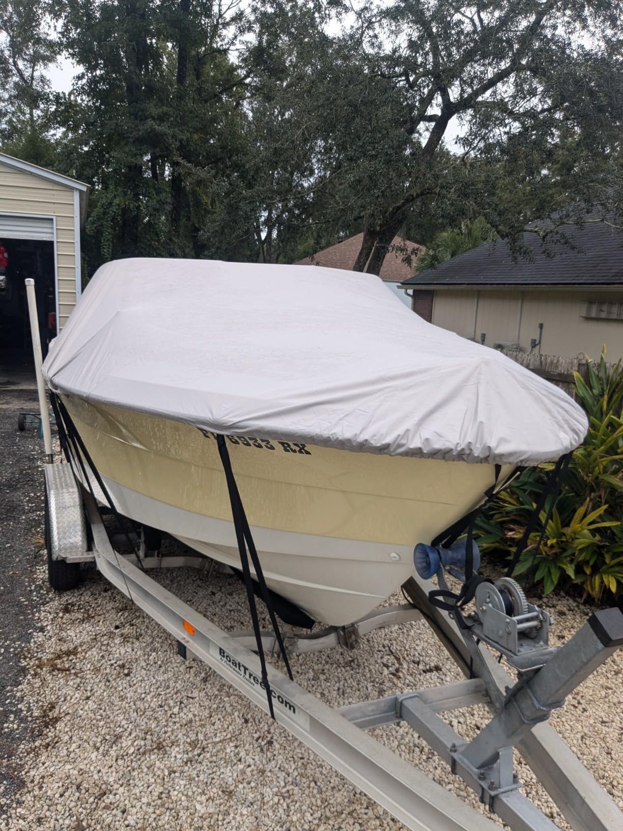 Boat Cover 17-19ft,1200D Bass Boat Cover,Marine Grade Trailerable Cover, Waterproof Boat Covers with Motor Cover,Fit 1718 19ft Foot V-Hull,Fishing,Runabout Bowrider Boat,Black customer photo 2