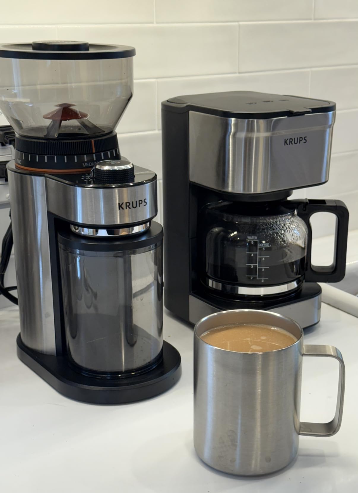 KRUPS Flat Burr Coffee Grinder Electric, 18 Adjustable Grind Settings, 2-20 Cups per Grind, Single Touch, Coffee Bean and Spice Grinder, Stainless Steel, Black customer photo 2