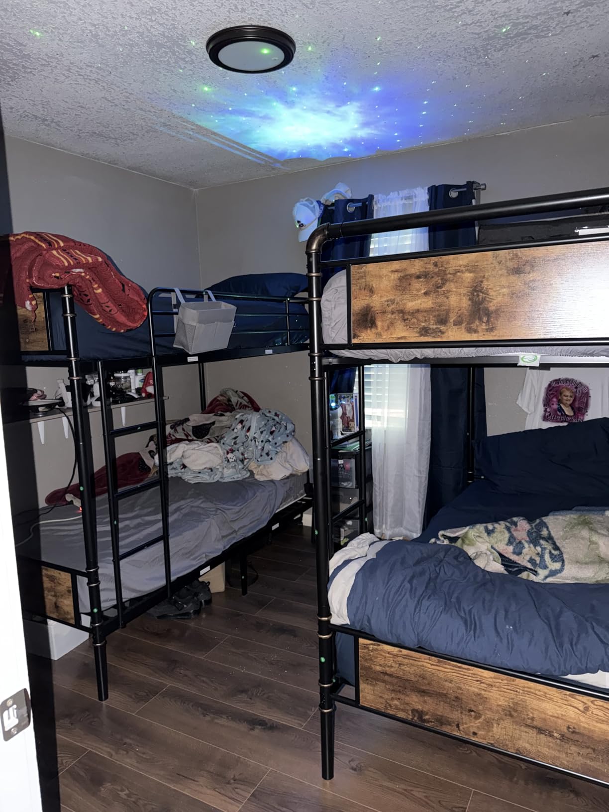 Jocoevol Metal Bunk Bed Twin Over Twin, Industrial Bunkbeds Heavy Duty Bed with Safety Guard Rails and Space-Saving Design, Steel Bed for School, Bedroom (Vintage Brown) customer photo 1