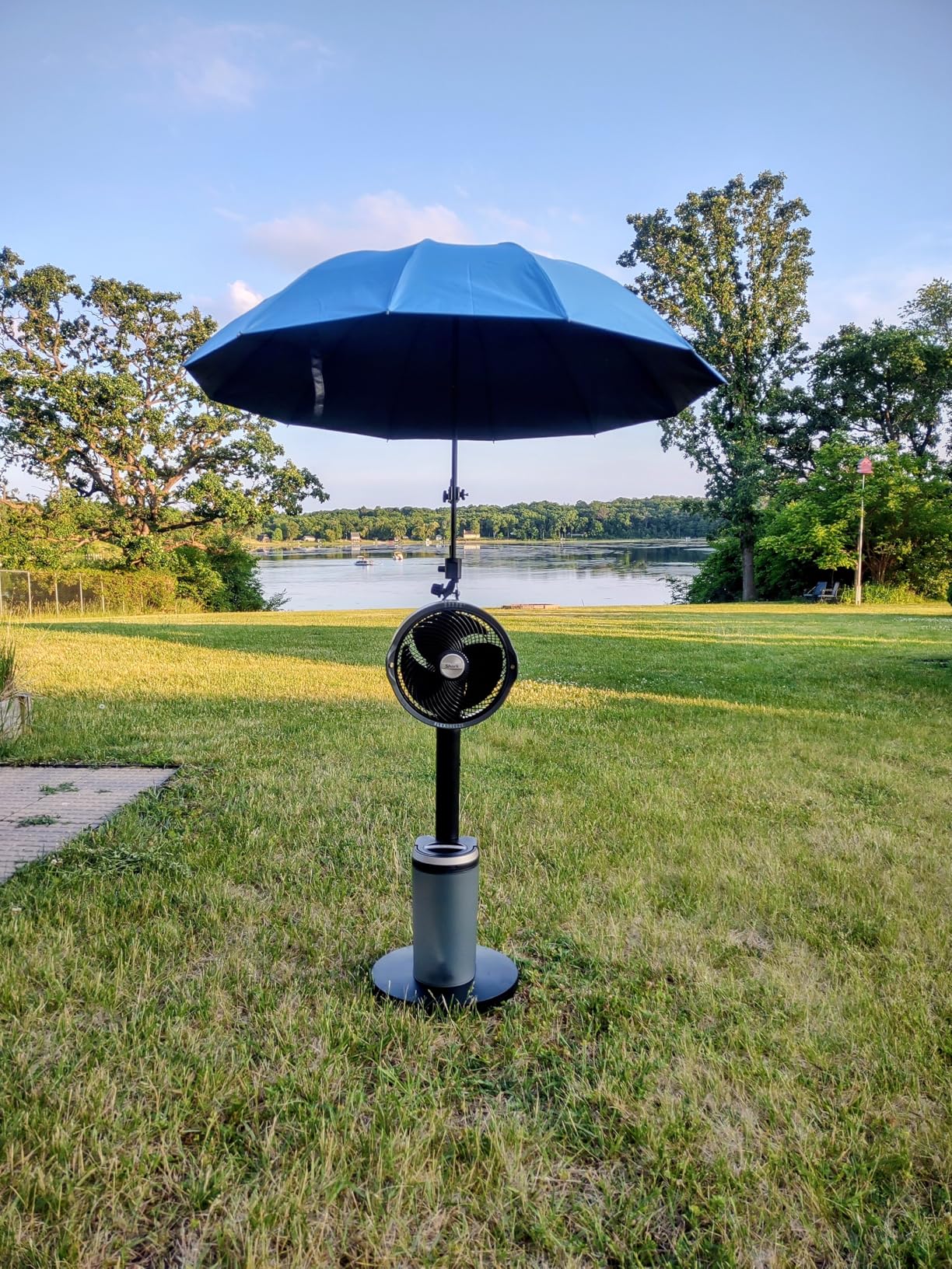FlexBreeze Pro Mist Fan, Indoor & Outdoor Oscillating Cooling Fan with Misting for Home & Patio, Floor & Tabletop, Portable Cordless & Corded, 24Hr Battery, Remote, Charcoal Grey, FA302 customer photo 2