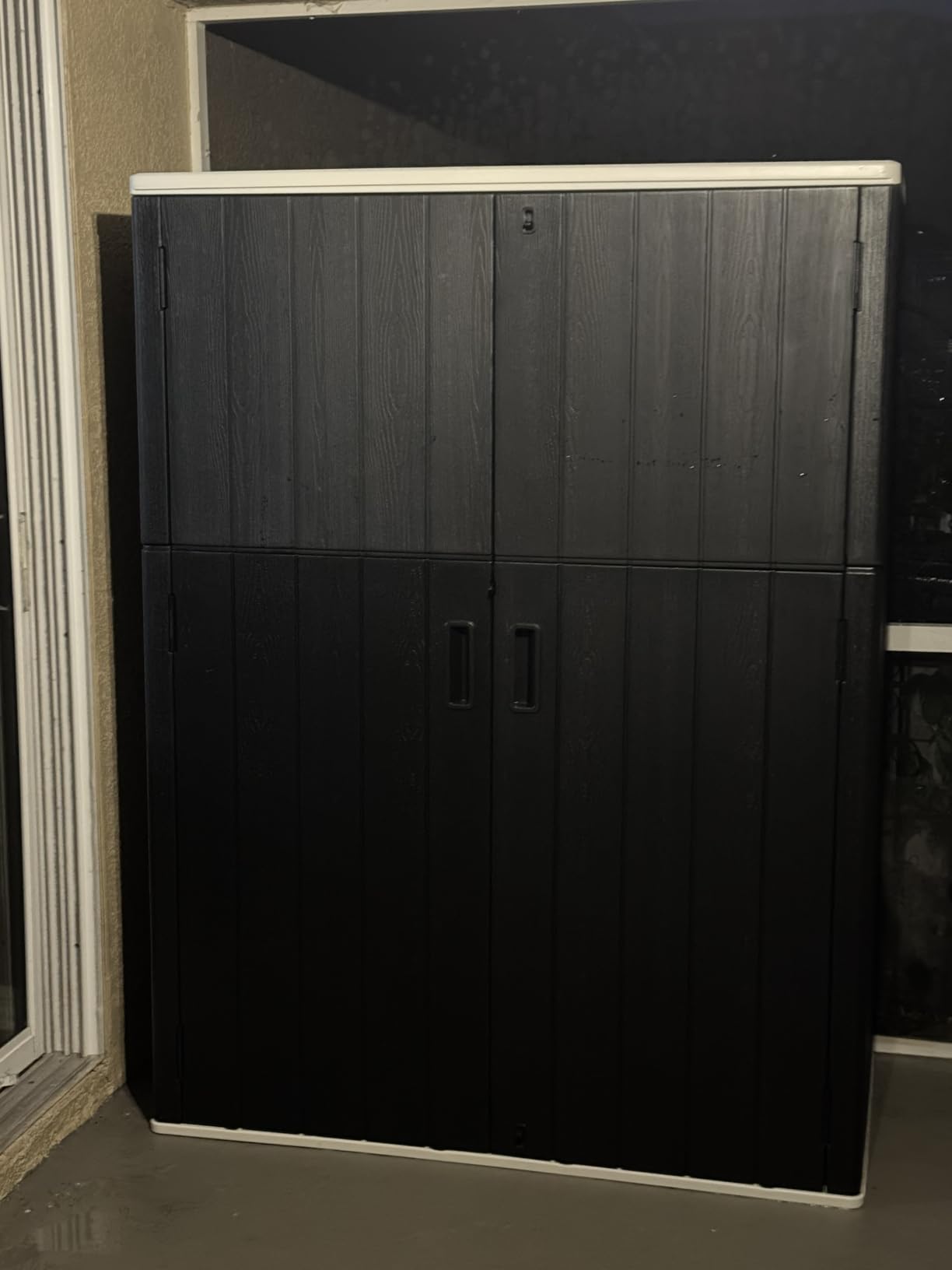 KINYING Outdoor Vertical Storage Shed, 57 Cu.ft Outdoor Storage Cabinet Waterproof, Resin Sheds & Outdoor Storage for Garden, Patio, Backyard, Lockable (Brown) customer photo 2