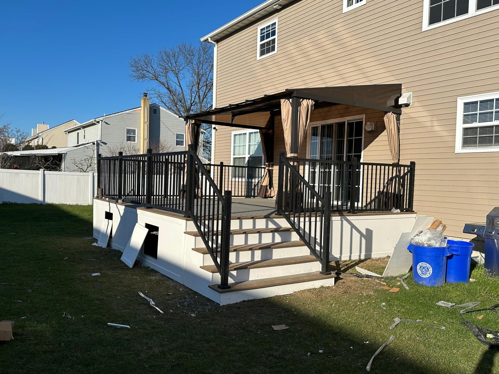 12' x 14' Hardtop Gazebo, Outdoor Permanent Pavilion Double Galvanized Steel Roof Pergola with Nettings and Curtains, Patio Sunshade Gazebos for Patio Lawns Backyard Deck, Grey customer photo 1
