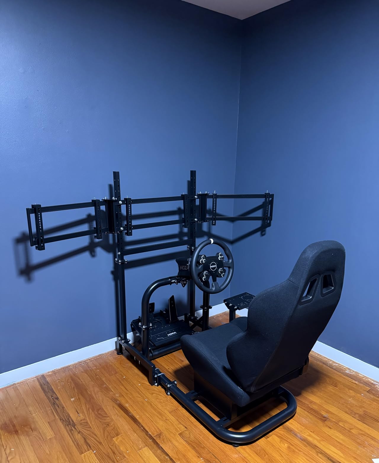 Dardoo Racing Simulator Cockpit with Triple Monitor Stand and Black Seat Fit for Logitech G29 G920 G923, for Thrustmaster T300RS, for Fanatec CSL-DD, No Steering Wheel Pedal or Shifter customer photo 1