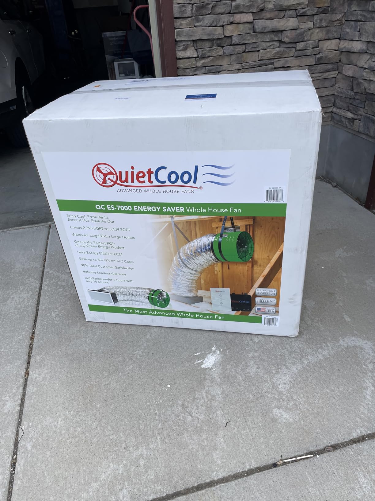QuietCool QC ES-7000 RF Energy Saver Advanced Whole House Fan with Wireless Control - Up to 6878 CFM - As low as 164 watts - Two Speed - Covers up to 3,439 SQFT customer photo 2
