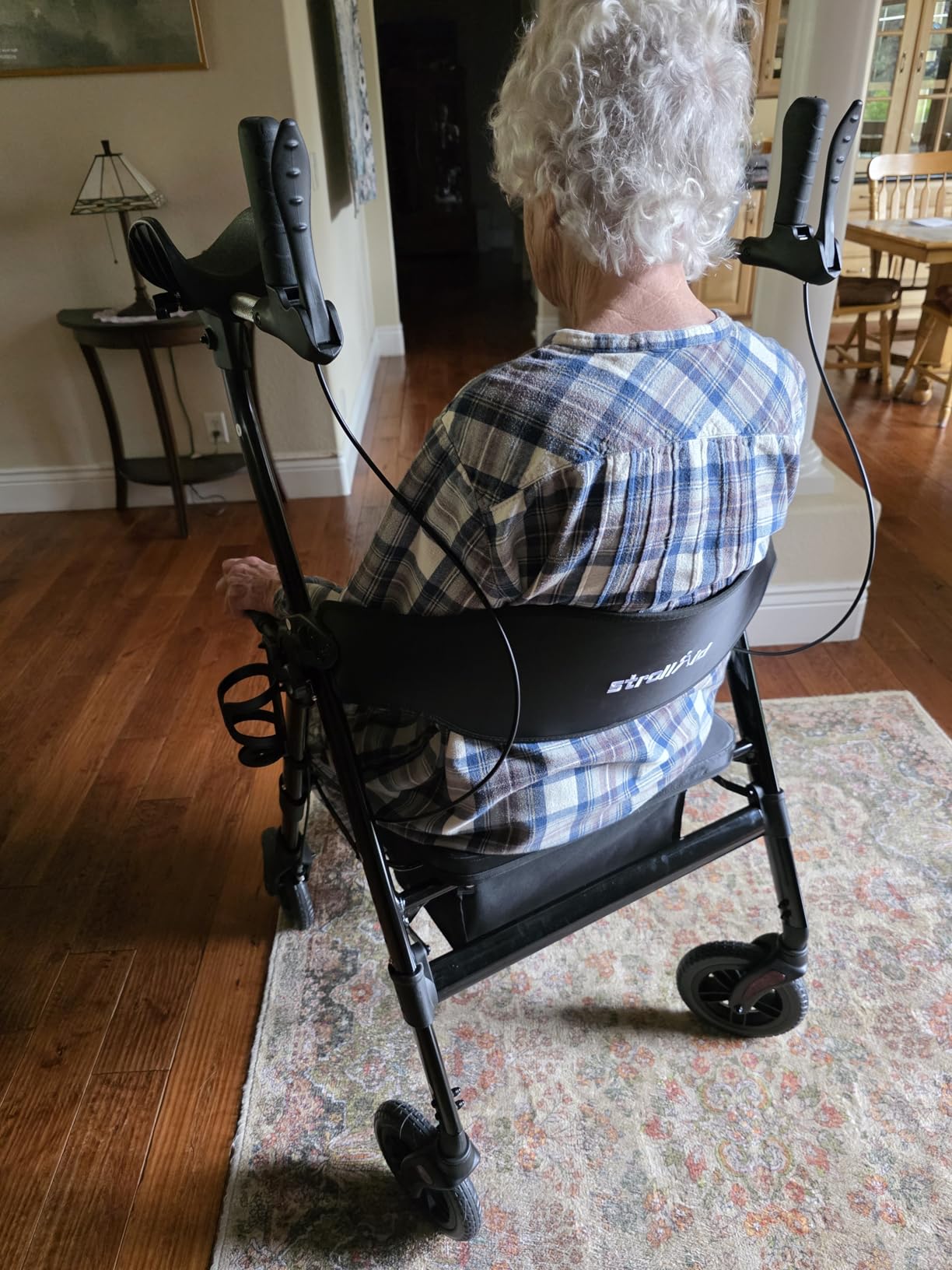 ELENKER All Terrain Heavy Duty Upright Walker with Extra Wide Seat, Foldable Aluminum Bariatric Stand Up Rolling Walker, 10