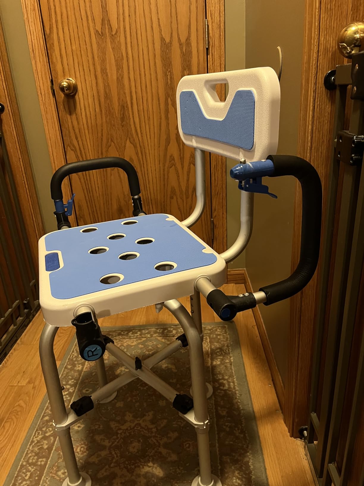 Swivel Shower Chair with Arms and Back Heavy Duty 500 lbs for Seniors Elderly Disabled or Bariatric Adults Bench Seat for Inside Shower Stall and Bathroom Bath Tub Seats Adjustable Stool customer photo 1