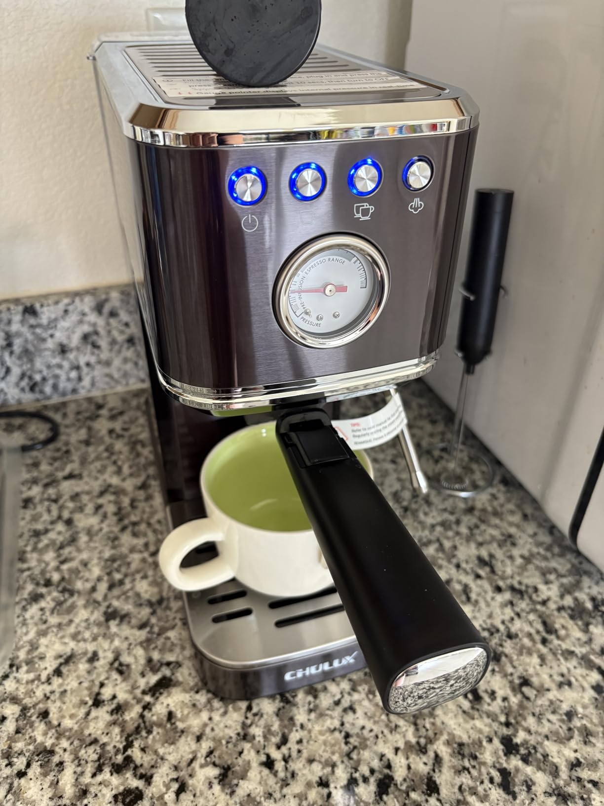 CHULUX Slim Espresso Machine with Milk Frother, 20 Bar Professional Italian Pump Espresso Coffee Machine for Home Cappuccino & Latte Maker, Stainless Steel, Creamy customer photo 2