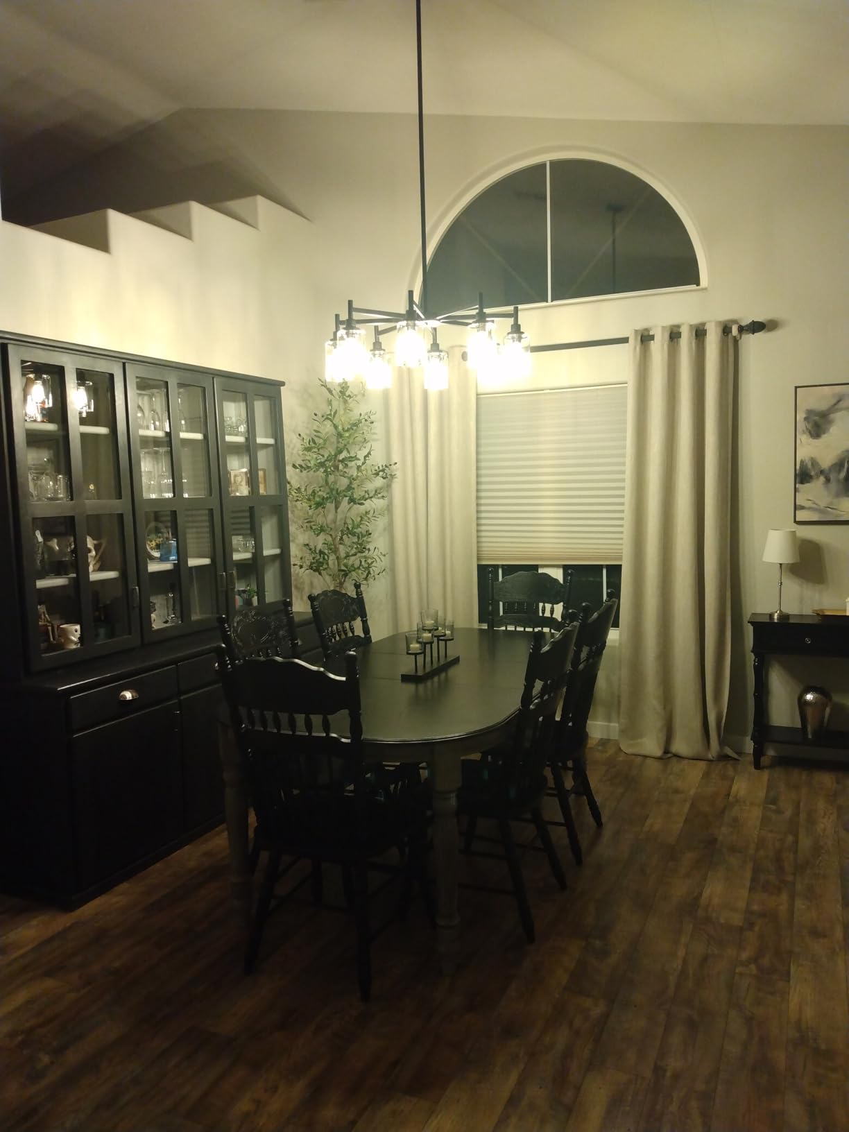 Black Chandelier, 6 Light Farmhouse Chandeliers for Dining Room Light Fixtures Over Table, Industrial Hanging Lighting with Clear Glass Shade for Living Room Kitchen Island Bathroom Entryway Bedroom customer photo 2