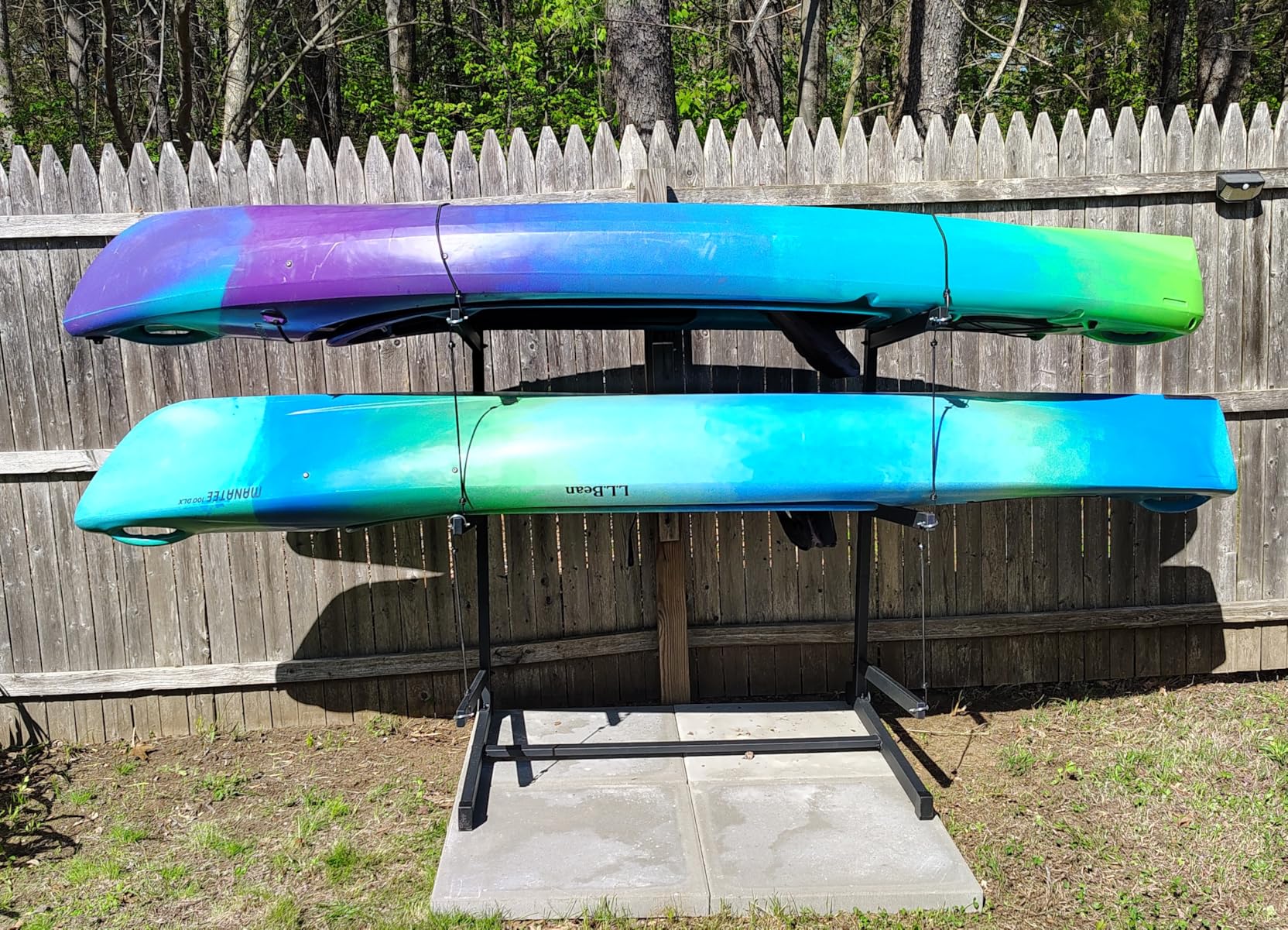 JY PERFORMANCE Kayak Storage Rack, Freestanding Heavy Duty 3-Tier Rack for Kayaks Canoes SUP Paddleboards, Indoor Outdoor Garage Dock Shed Weather-Resistant Kayak Holder customer photo 1