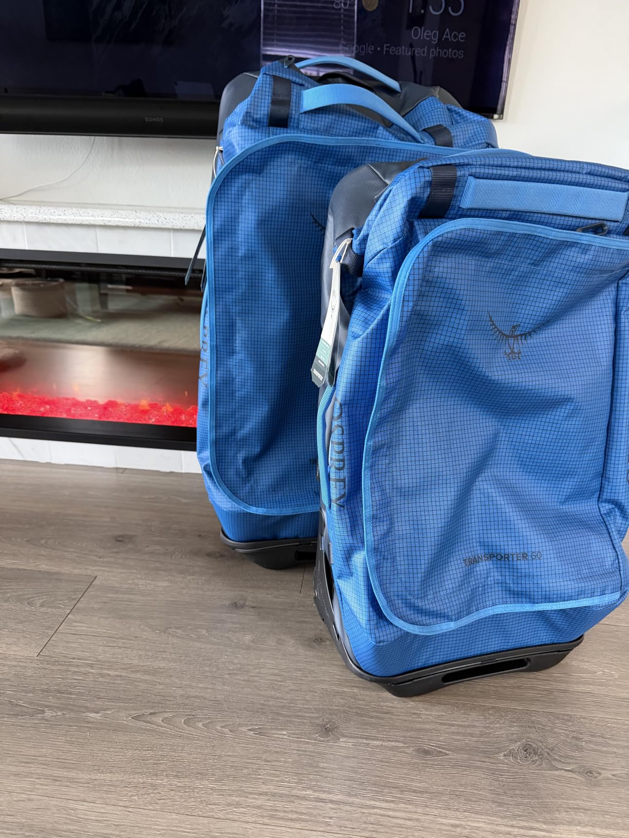 Transporter 120L Wheeled Travel Duffel Bag - Extra Large Lightweight Rolling Suitcase for Men and Women, Blue Flame/Nocturnal Blue customer photo 2