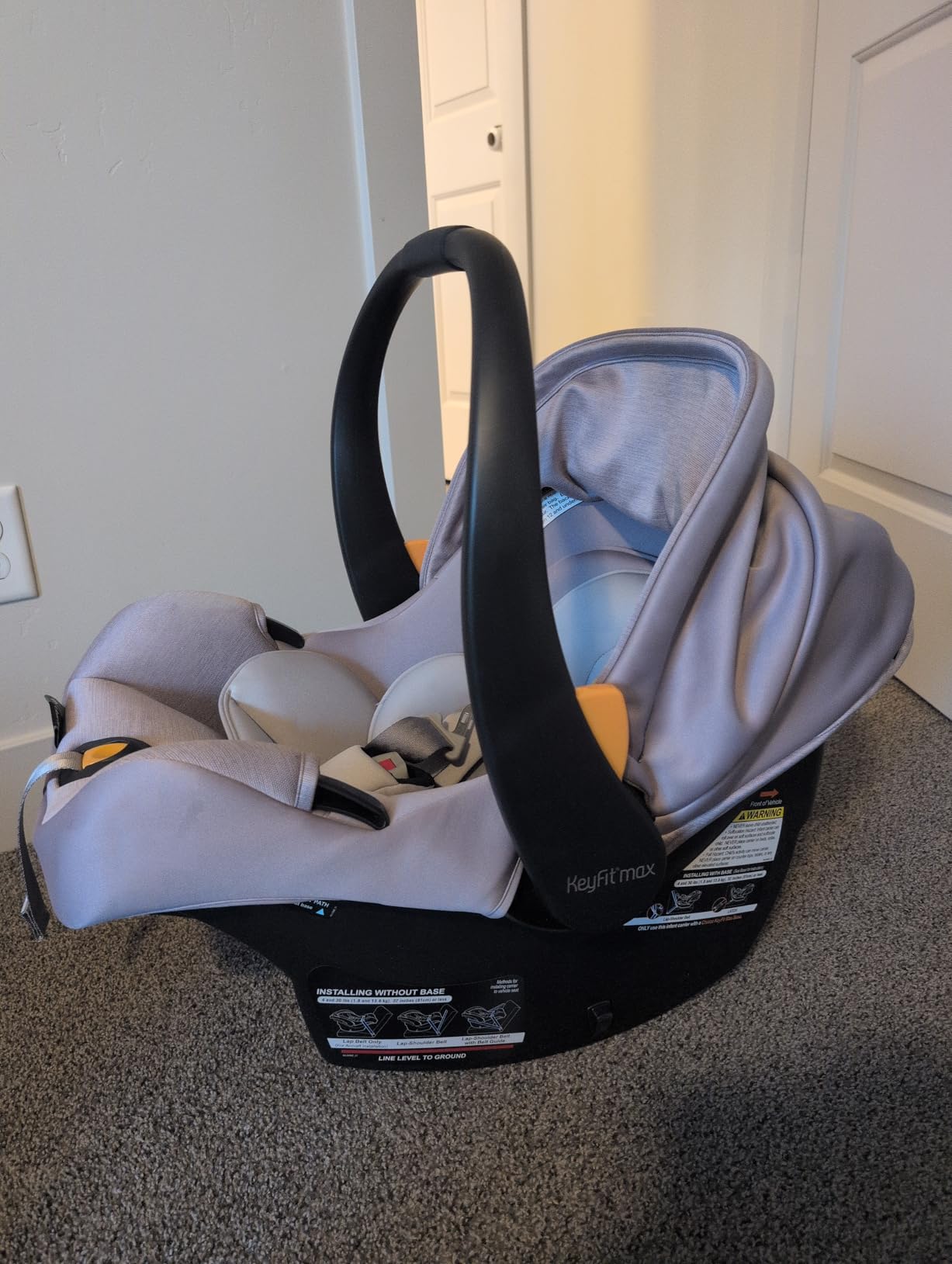 Chicco KeyFit Max ClearTex Infant Car Seat and Base, Rear-Facing Seat for Infants 4-30 lbs., Infant Head and Body Support, Compatible with Chicco Strollers, Baby Travel Gear, Legend/Black customer photo 2