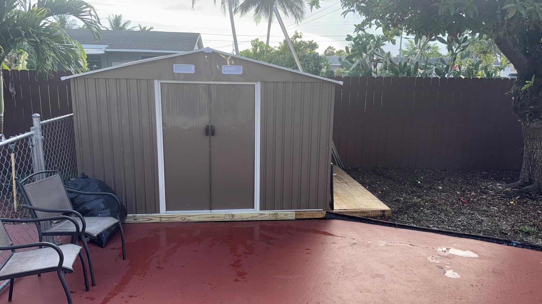 Gotland 10FT x 8FT Sheds & Outdoor Storage, Storage Shed with 1 Large Window Sloped Step, Metal Shed with 2 Lockable Slide Doors Air Vents, Outdoor Shed for Backyard Patio Lawn Brown customer photo 1