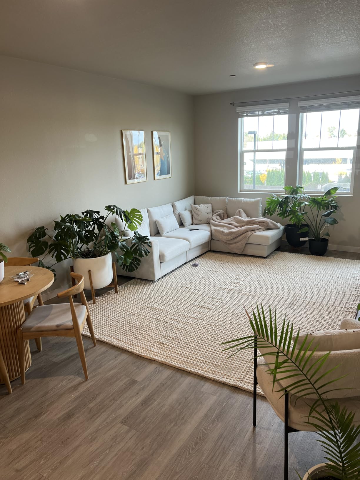Handwoven Wool Area Rug - Hand Woven Natural Carpet Rugs- Bedroom Living Room Dining Room (Ivory- 6'x9') customer photo 2