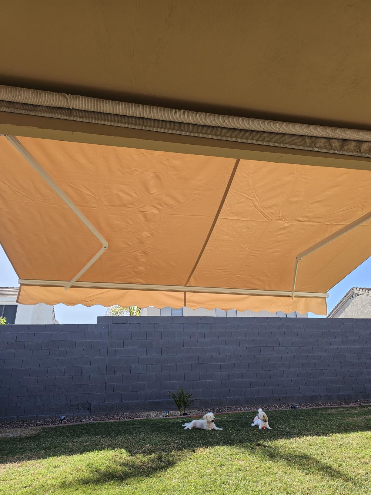VEVOR Manual Retractable Awning, 12 x 10 ft Outdoor Patio Awning Retractable Sun Shade, Patio Door Window Water-Resistant Polyester Awning Sunshade Shelter with Crank Handle for Balcony, Backyard customer photo 2