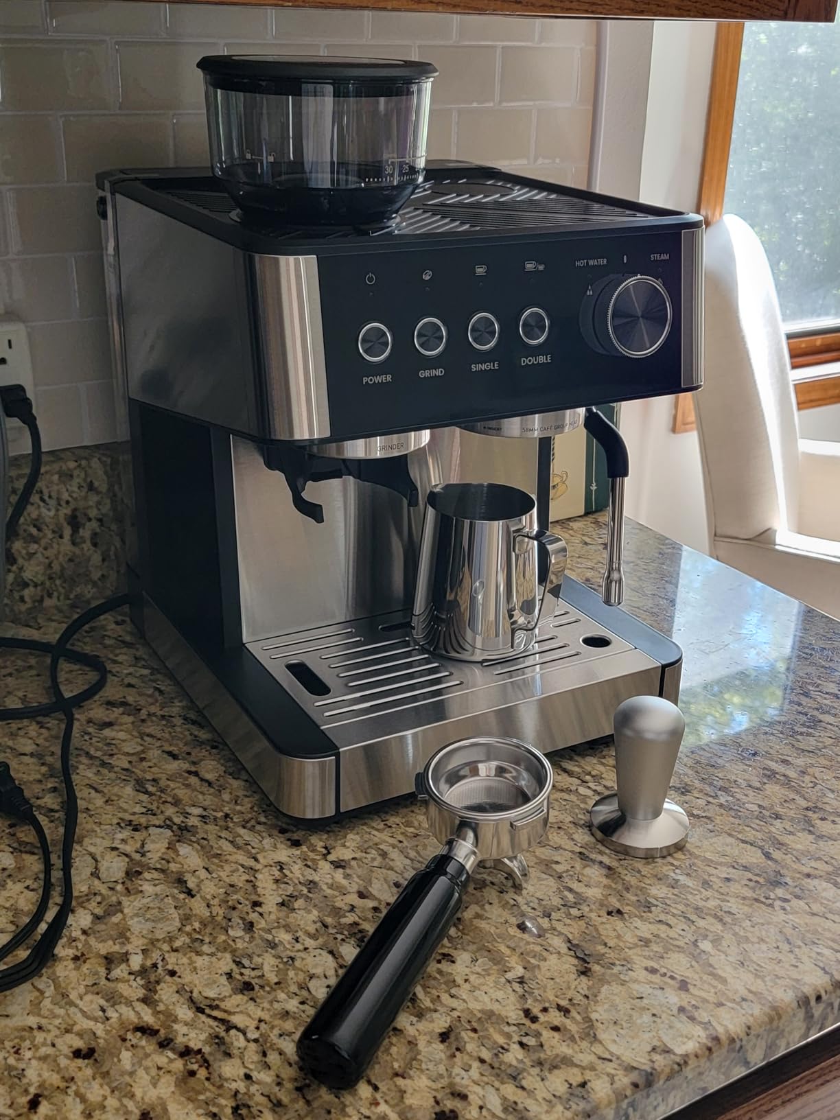 COWSAR 20 Bar Espresso Machine with Grinder & Milk Frother Steam Wand, 58mm Expresso Coffee machines, Commercial Stainless Steel Coffee Maker customer photo 2