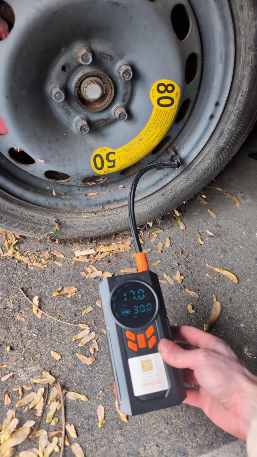 Jump Starter with Air Compressor, 5000A 160PSI Battery Jumper Starter Portable (9.0 Gas/8.0L Diesel), 12V Jump Box Car Battery Jump Starter with Smart Jumper Cables, LED Light, LCD Display customer photo 2