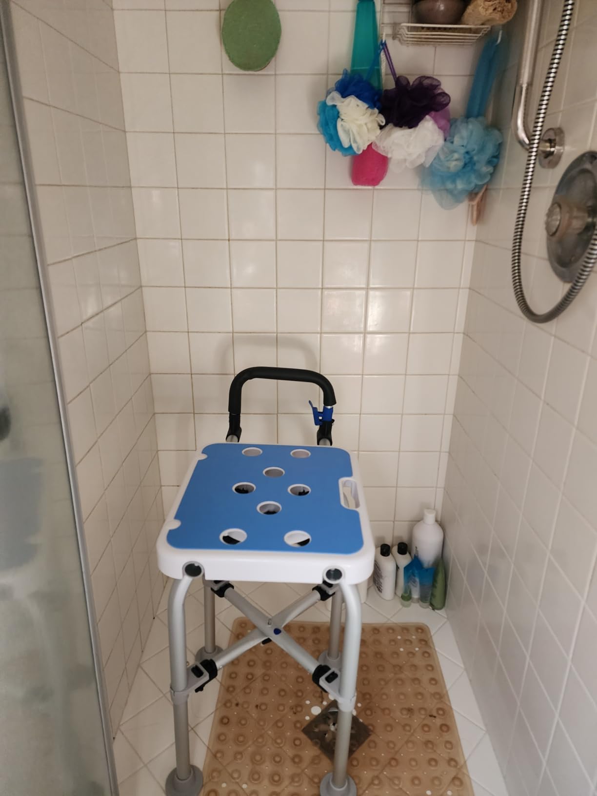 Ergonomic H-Shaped Shower Chair for Elderly and Disabled with Padded Back & Arms, 500 lbs Heavy Duty Adjustable Shower Stool Seat for Easy Cleaning, Anti-Slip Bath Chairs for Bathtub customer photo 1