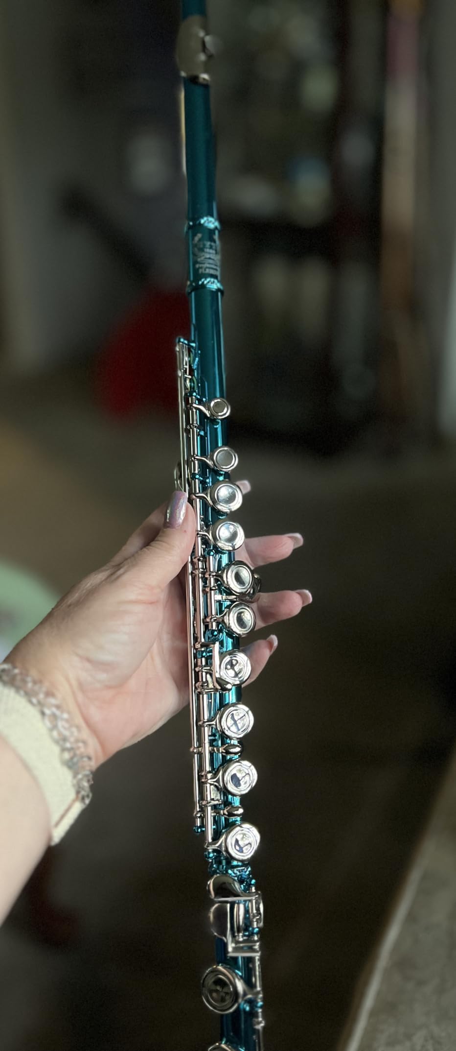 Rhythm C Flutes with Engraved Flower Closed Hole 16 Keys Flute For Student, Beginner with Stand, Carrying Case, Cleaning Kit, Gloves, Tuning Rod (Ni-Silver Color) customer photo 1