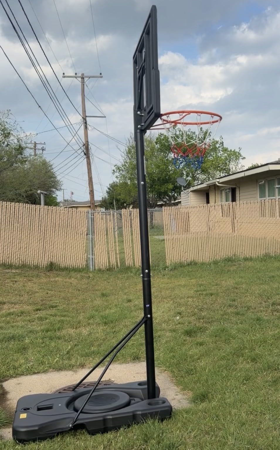 DUMOS 10FT Adjustable Height Portable Basketball Hoop Outdoor for Adult, 44 Inch Shatterproof Backboard w/Shock Absorbent Rim, Fillable Base, 2 Wheels for Swimming Pool/Indoor customer photo 1