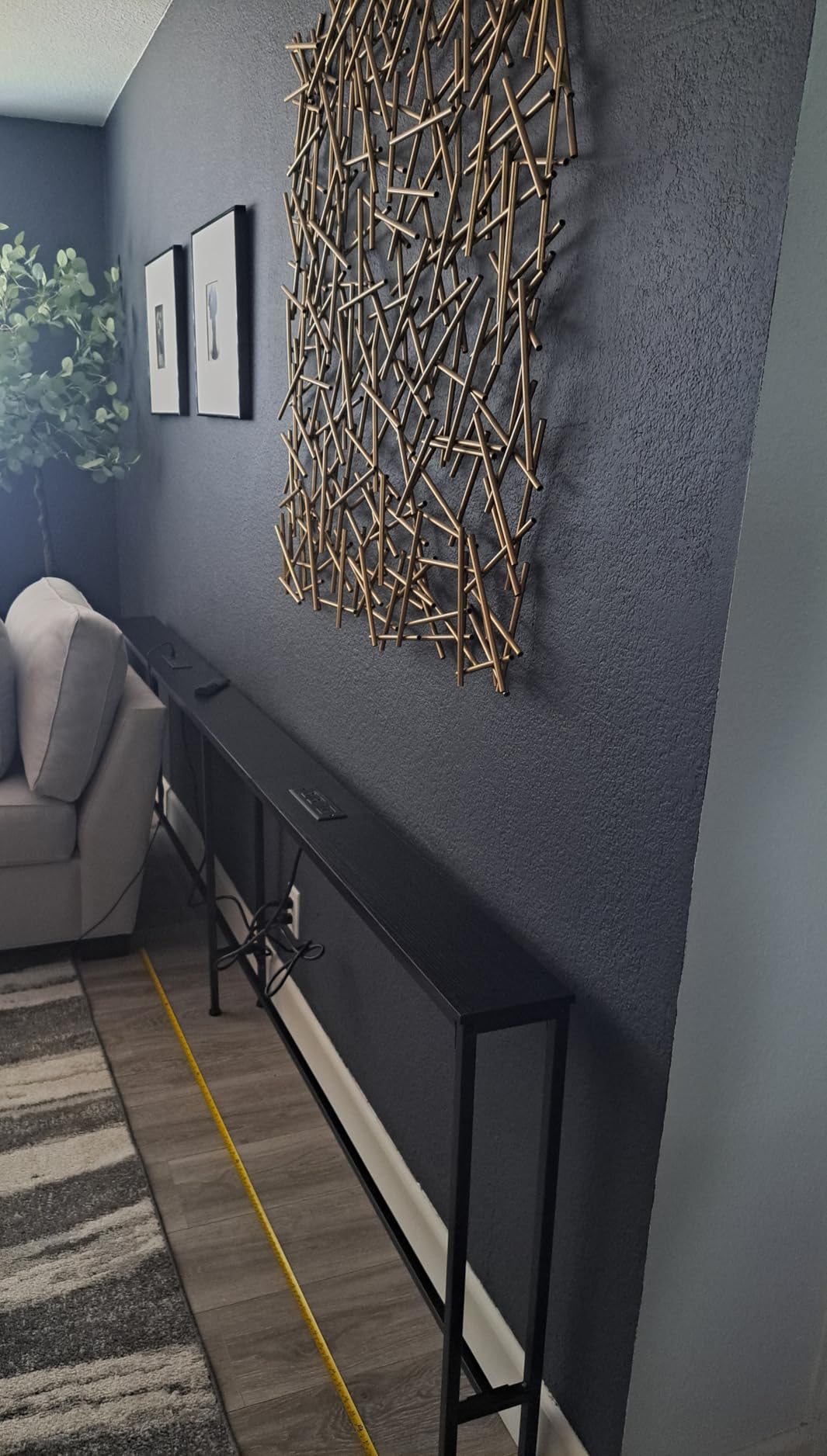 SUPERJARE 79 Inch Sofa Table with 2 Power Outlets and USB-C Ports, 5.9 Inch Narrow Console Table with Storage, Long Entryway Hallway Couch Table Behind Sofa, Small Spaces, Rustic Brown AST001Z customer photo 2