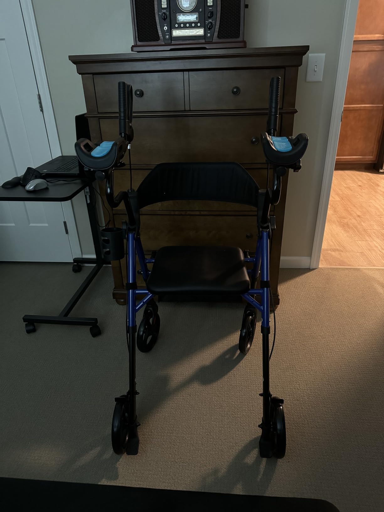 VOCIC Walkers for Seniors, Upright Walker with Adjustable Armrests, Z22 GelCool Stand Up Walker with Ergo Seat & Backrest, 8
