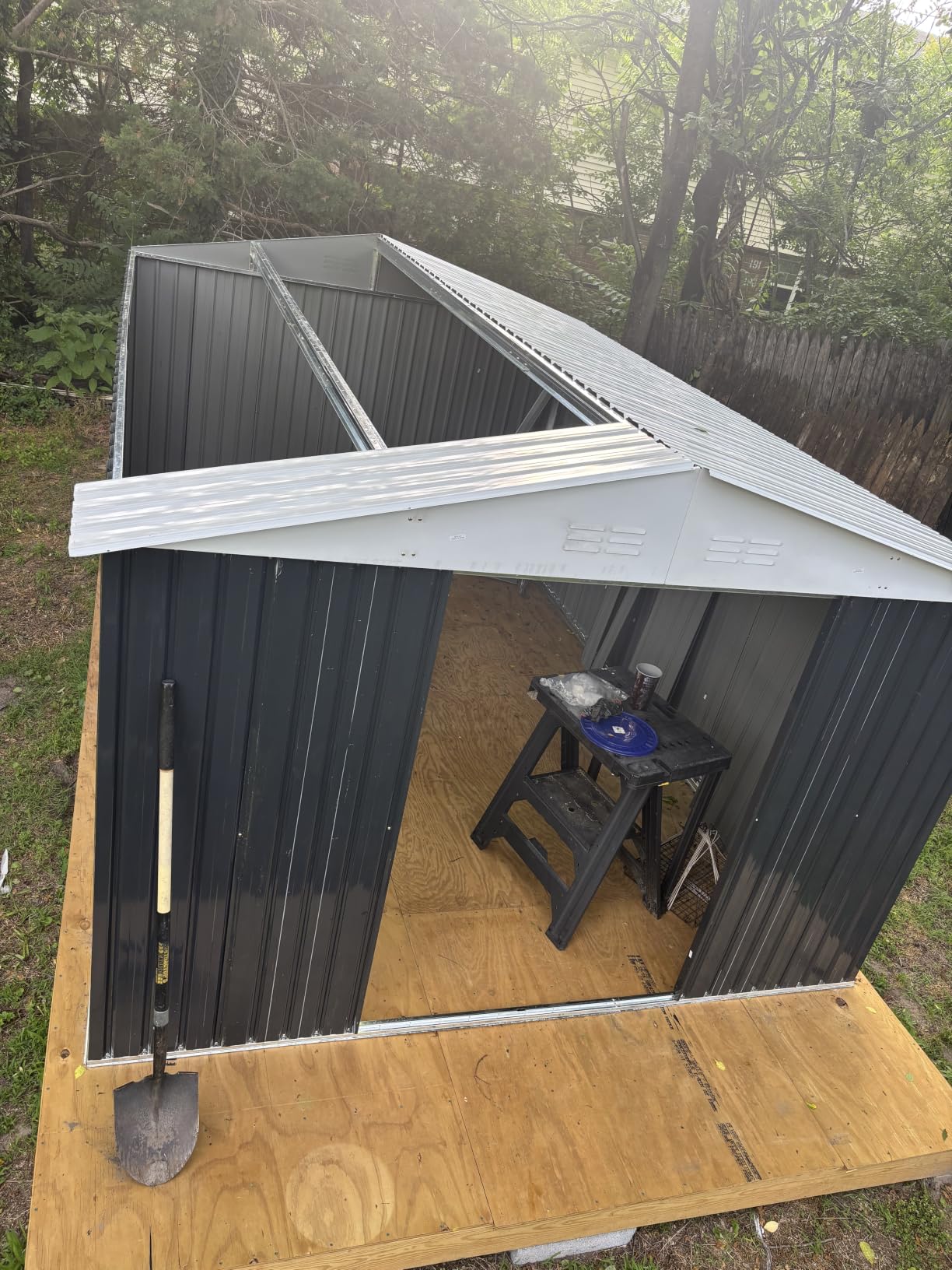 Polar Aurora 8 x 12 FT Outdoor Storage Shed, Metal Garden Shed with Updated Frame Structure, Tool Sheds for Backyard Garden Patio Lawn Black customer photo 1