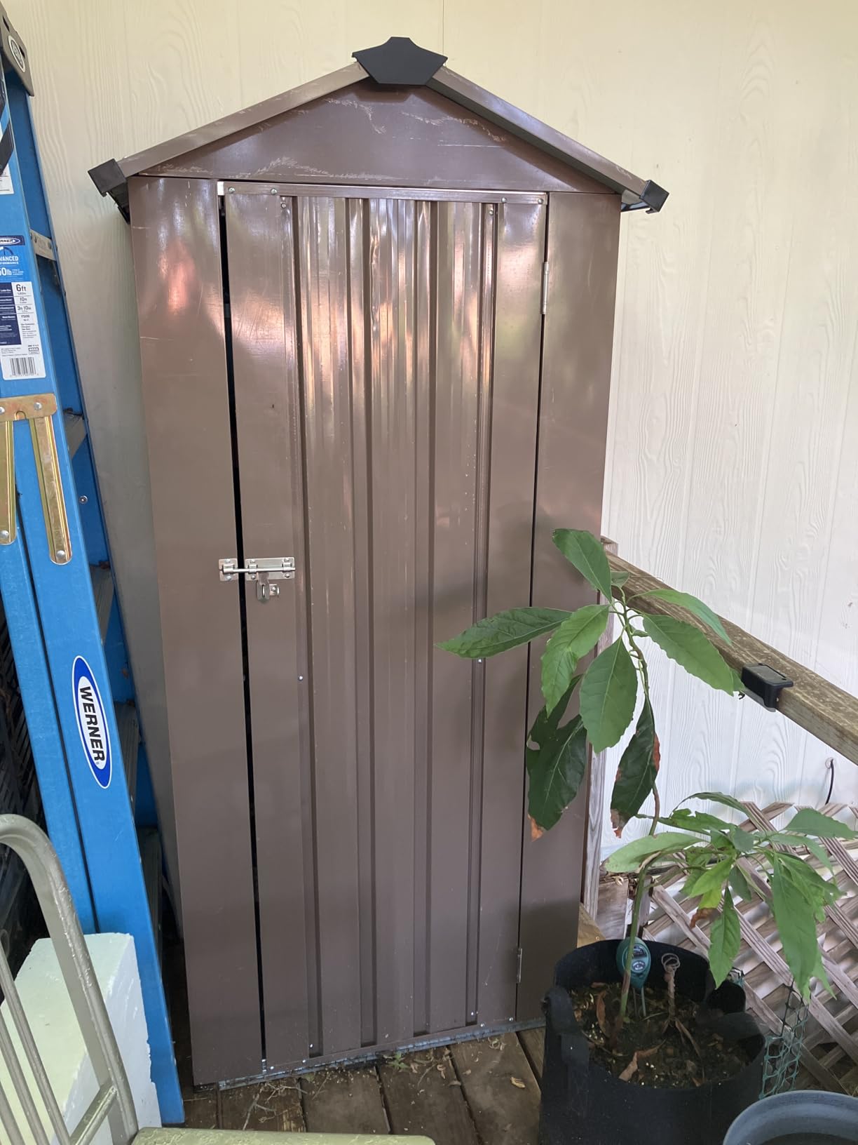 Aoxun 7.3'x5.3' Shed with Floor Galvanized Steel Outdoor Storage Shed Brown | Metal Garden Shed with Double Doors, Moisture-Proof Floor & Ventilation, Sloped Roof for Garden, Patio, Backyard customer photo 1