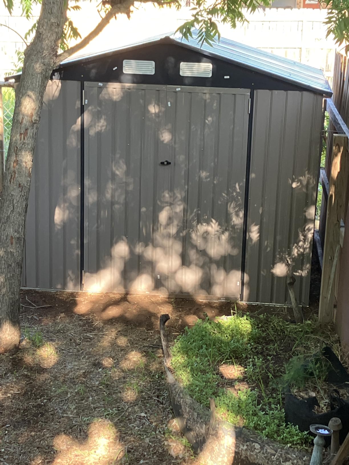 Aoxun 7.3'x5.3' Shed with Floor Galvanized Steel Outdoor Storage Shed Brown | Metal Garden Shed with Double Doors, Moisture-Proof Floor & Ventilation, Sloped Roof for Garden, Patio, Backyard customer photo 2