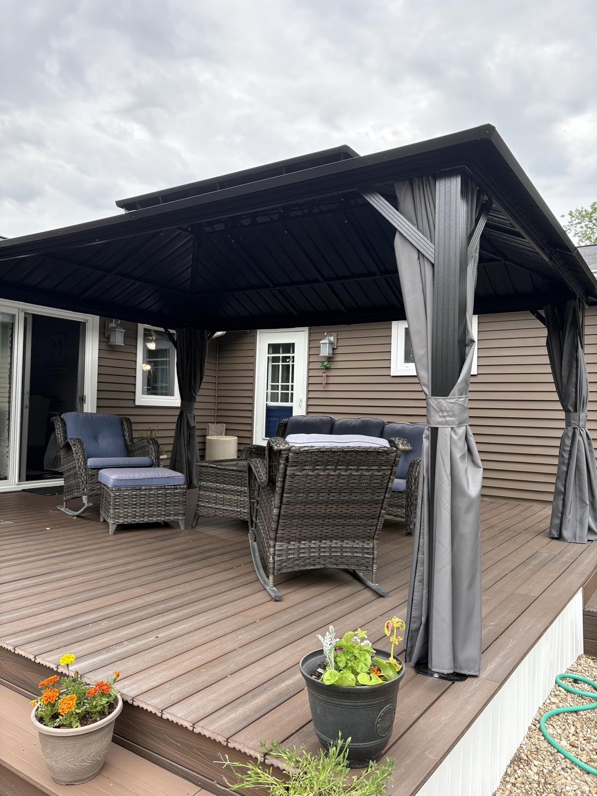 Aoxun 10'x12' Gazebo Hardtop Gazebo with Double Galvanized Steel Roof Outdoor Pavilion with Breathable Netting and Privacy Curtain for Backyard (Gray) customer photo 1