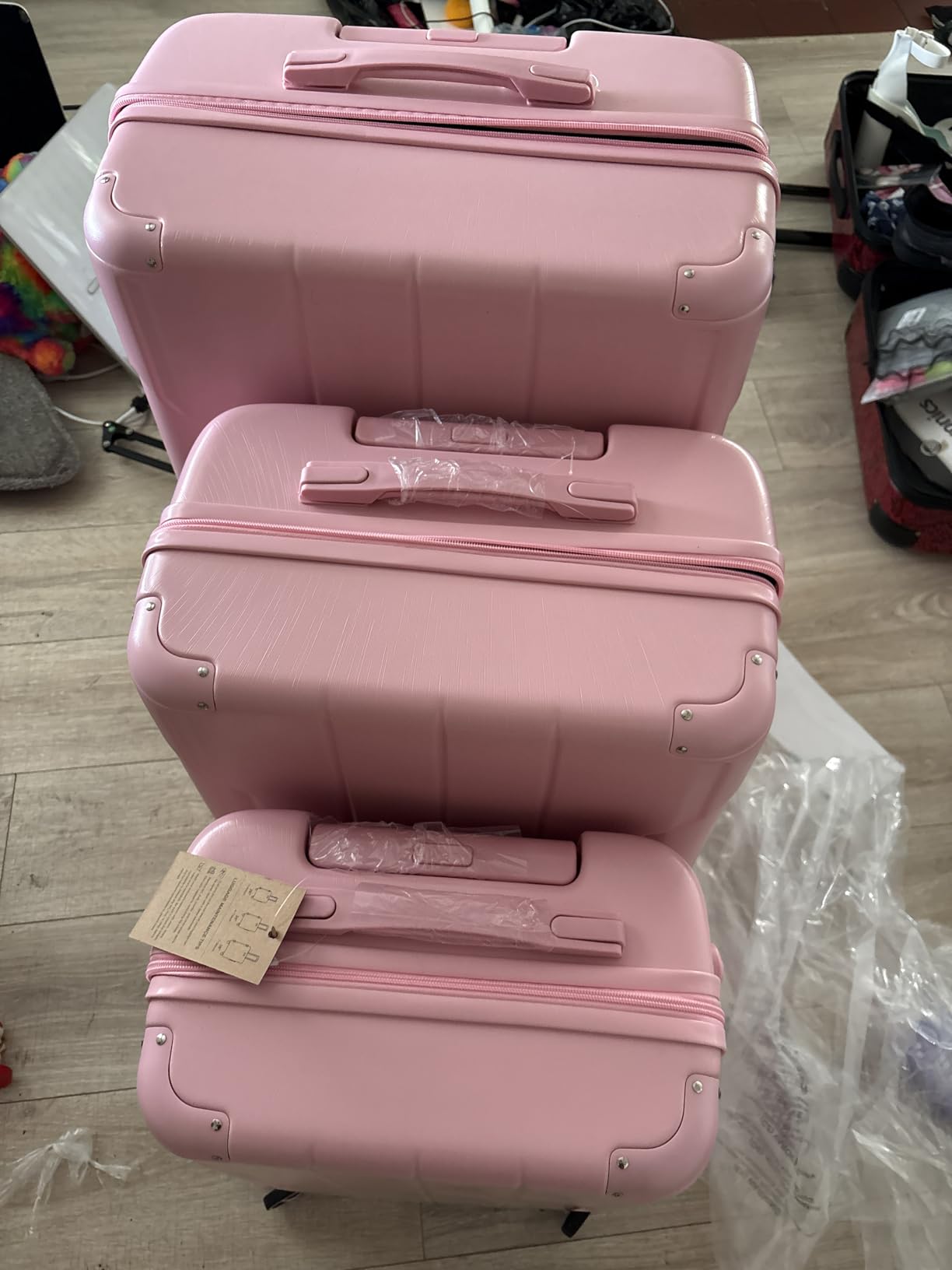 Luggage Sets 3-Piece Hardshell with Spinner Wheels Lightweight Suitcase with Corner Guards (Green, 20/24/28) customer photo 2