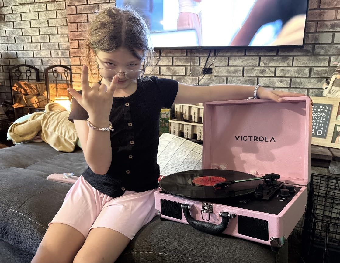 Victrola Journey II (2025 Model) - Bluetooth Suitcase Record Player - Built-in Stereo Speakers with Enhanced Bass, 3-Speed Turntable, Bluetooth Input and Output, RCA & Headphone Outputs (Black) customer photo 1