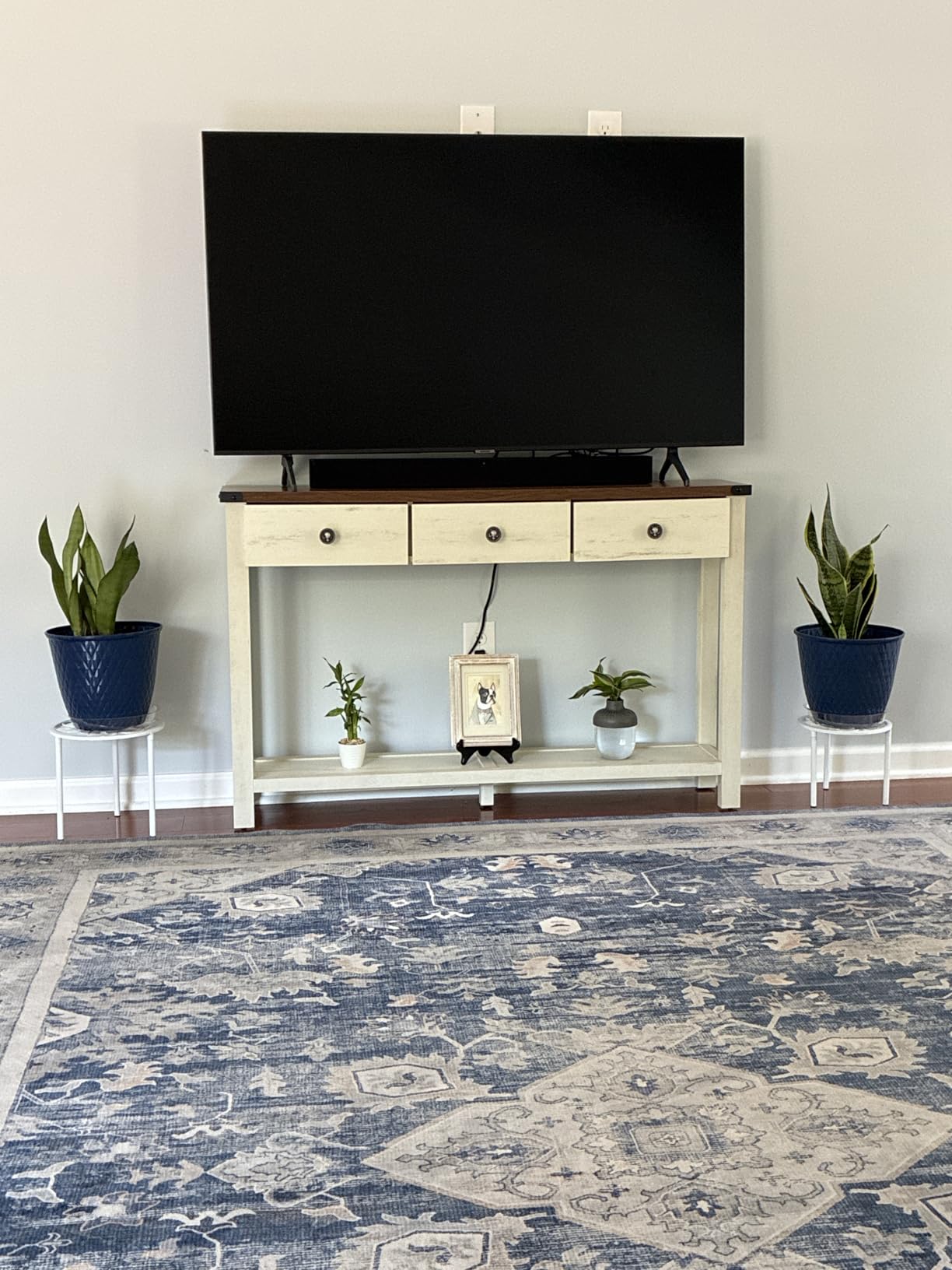 VASAGLE LIRY Collection - Console Sofa Table, Narrow Entryway Table with 3 Drawers, Open Storage Shelf, Metal Corners, for Living Room, Farmhouse Style, Honey Brown ULNT142KB02S customer photo 1