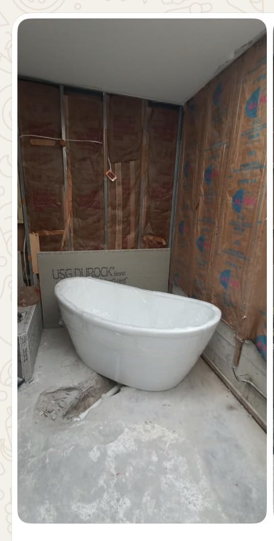 Empava Freestanding Bathtub, Acrylic Soaking Tub with Brushed Nickel Drain & Overflow - Modern Standalone Shower Tub, Non-Slip Flat Bottom Design, Glossy White, 59 Inch, cUPC Certified customer photo 1