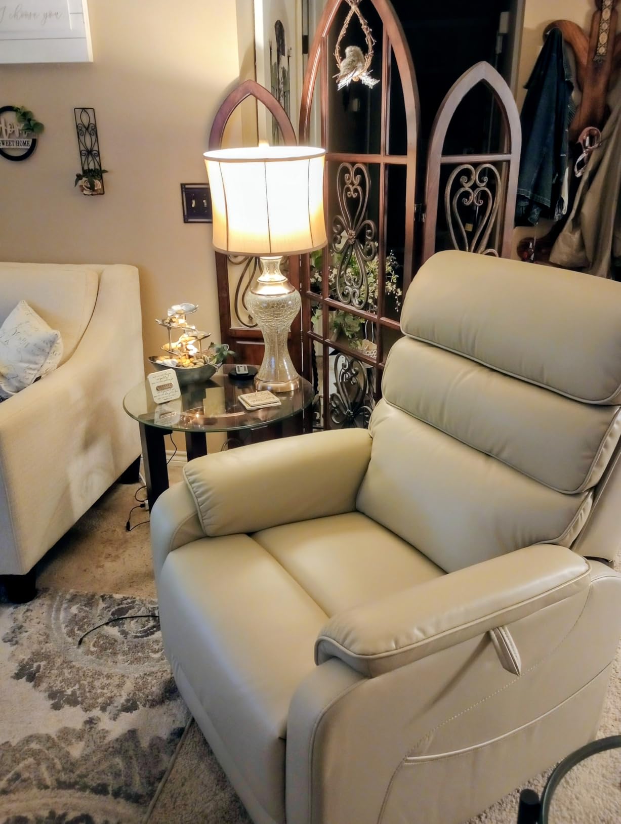 EONIX Dual Motor Lay Flat Power Lift Recliner Chair for Elderly, Breathable Leather Electric Lift Chairs for Adults, 400lbs Heavy Duty Power Recliner with Heat and Massage, SLRY003061, Cream White customer photo 2