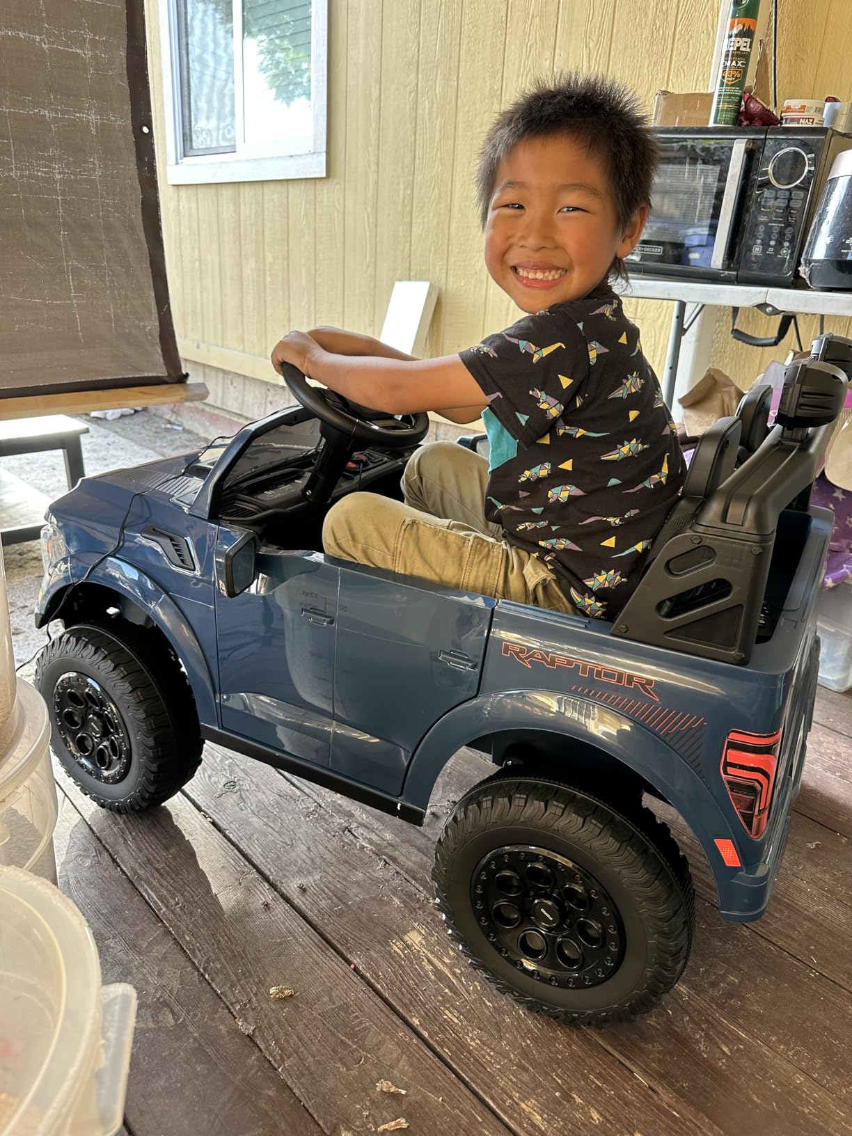 First Ride On 24V Ride on Toys for Big Kids, Licensed Ford F-150 Raptor 2 Seater Kids Ride on Car w/Remote Control, Toddler Electric Car w/LED Lights, Bluetooth, Truck Bed Storage, Soft Start (Black) customer photo 1
