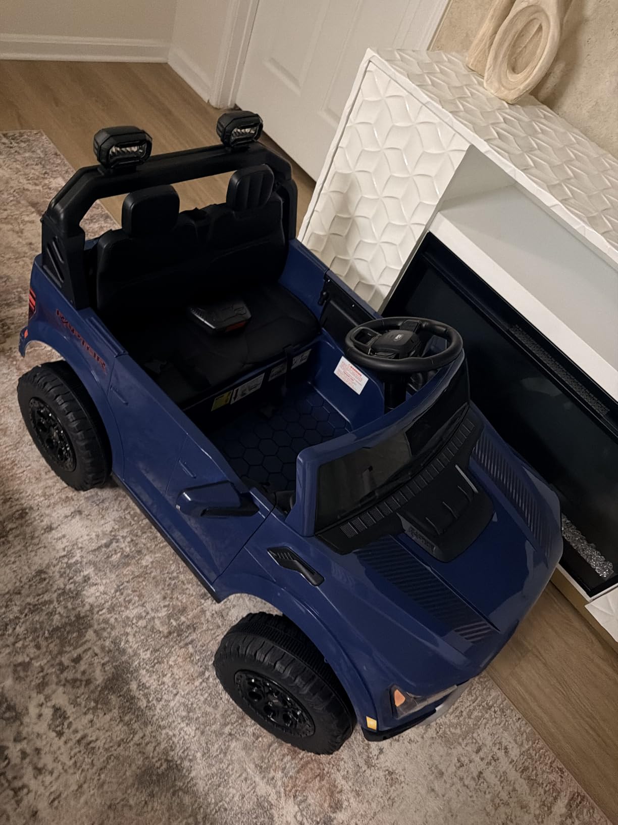 First Ride On 24V Ride on Toys for Big Kids, Licensed Ford F-150 Raptor 2 Seater Kids Ride on Car w/Remote Control, Toddler Electric Car w/LED Lights, Bluetooth, Truck Bed Storage, Soft Start (Black) customer photo 2