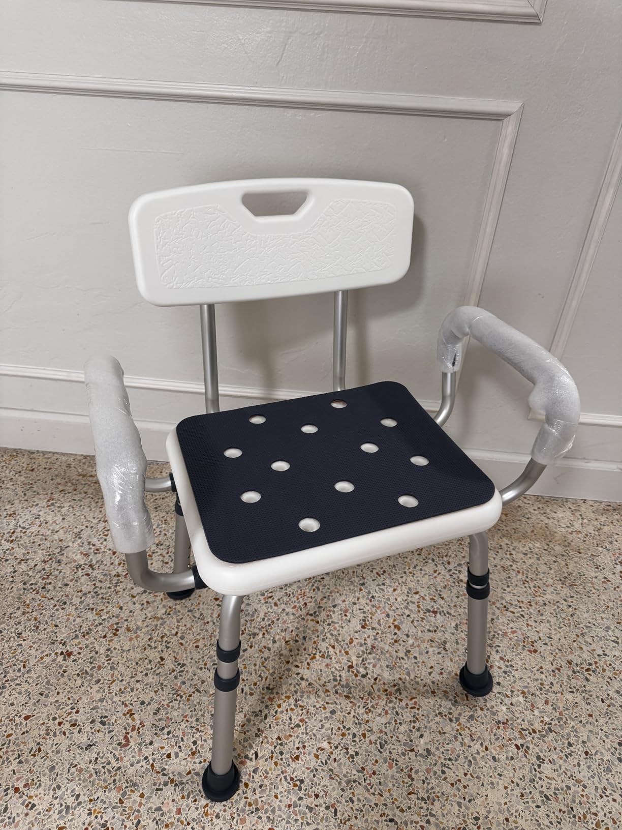 Adjustable Shower Chair for Seniors with Arms and Back, Height Adjustable Bath Seat for Elderly and Disabled, Non-Slip Shower Seat for Inside Shower, HSA/FSA Eligible Bath Chair for Bathtub customer photo 1