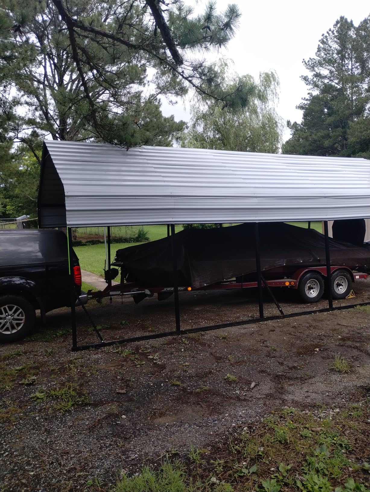 Garveelife 20 ft x20 ft x13 ft Metal Carport for 2 Cars, Heavy Duty Steel Frame for All Weather, Permanent Shelter for Boats, Full-Sized Pickup Trucks, and Tractors, N.W. 800 LBS customer photo 1