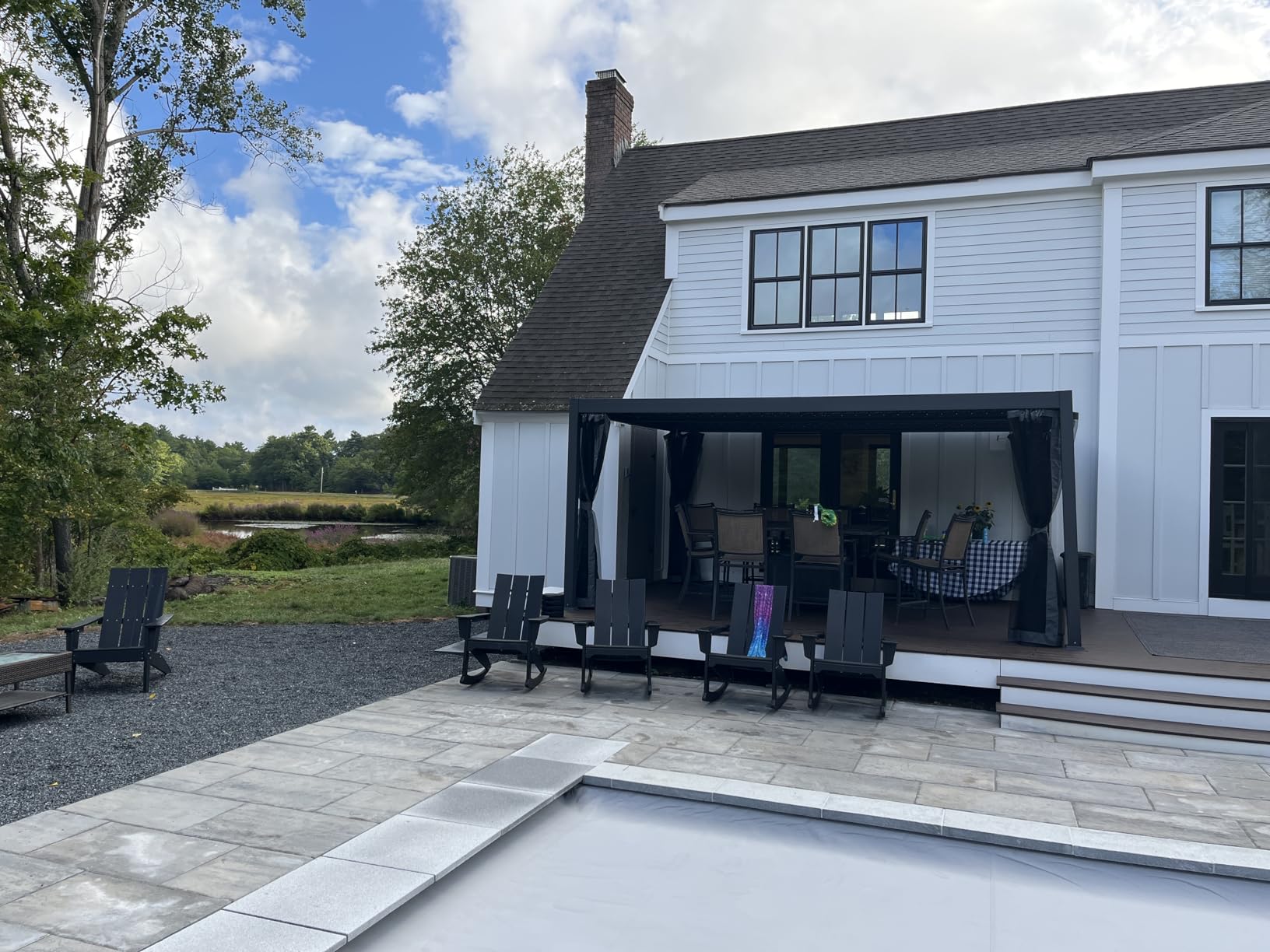 12' x 16' Louvered Pergola, Outdoor Pergola with Curtains & Netting, Metal Patio Pergola with Adjustable Louvers Roof and Gutter System, Metal Hardtop Gazebo for Patio, Deck, Garden, Yard, Dark Gray customer photo 2