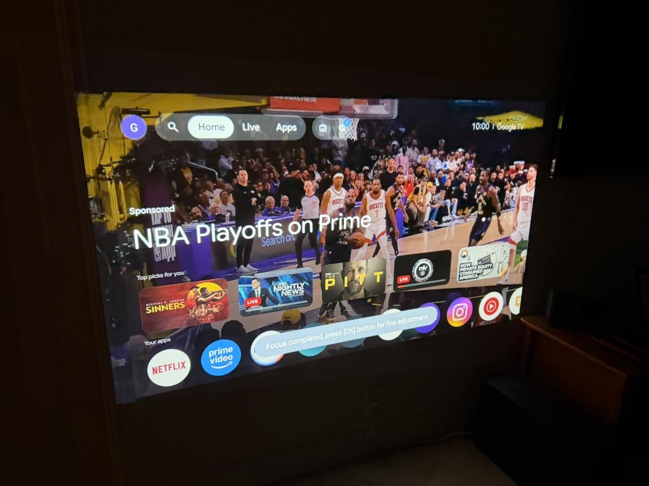 1500 ANSI Official Licensed Google TV Smart Projector, HAPPRUN 4K Full HD Home Theater with Auto Focus, Dolby Sound, Wi-Fi Bluetooth, Built-in Apps customer photo 1