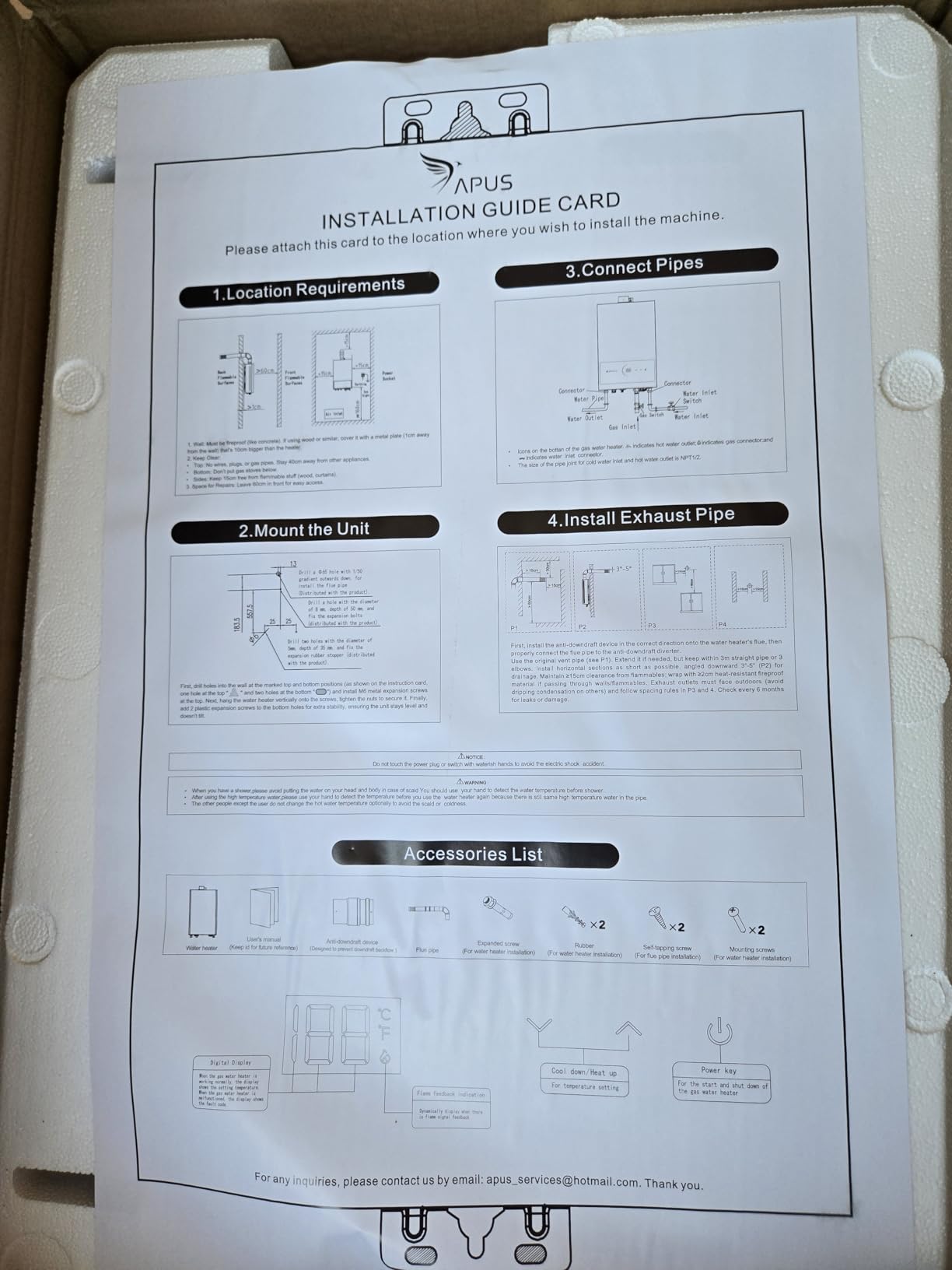 APUS Tankless Water Heater Natural Gas, Up to 4.42 GPM, Indoor Tankless Water Heater, 95,000 BTU on Demand Instant Hot Water Heaters with Smart Digital Display, Space Gray customer photo 2