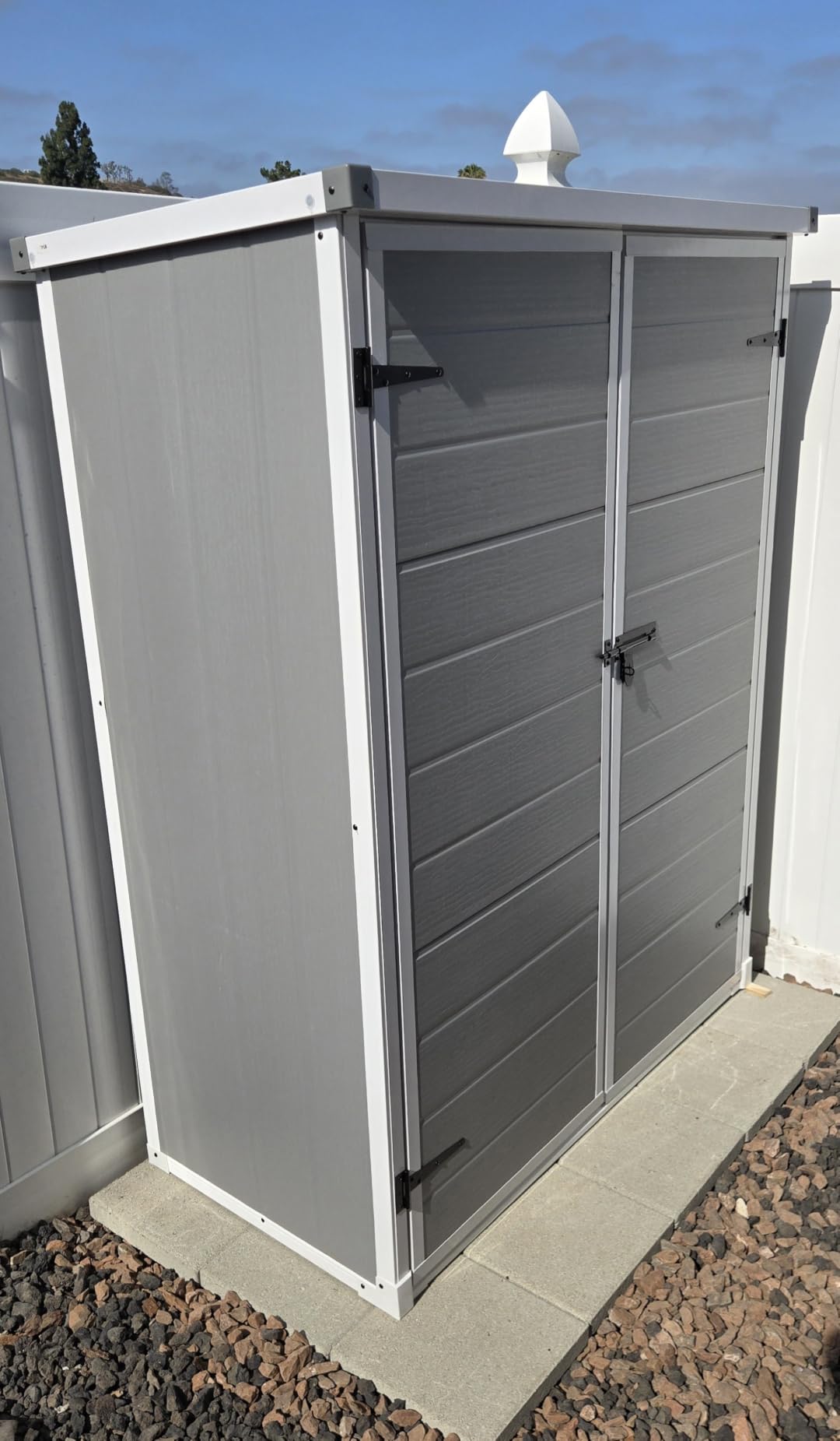 UDPATIO 51 Cu.ft Vertical Storage Shed, 4.3 ft x 5.6 ft Resin Outdoor Shed Waterproof Plastic Storage Cabinet for Garden, Backyard, Lawn, Grey customer photo 1