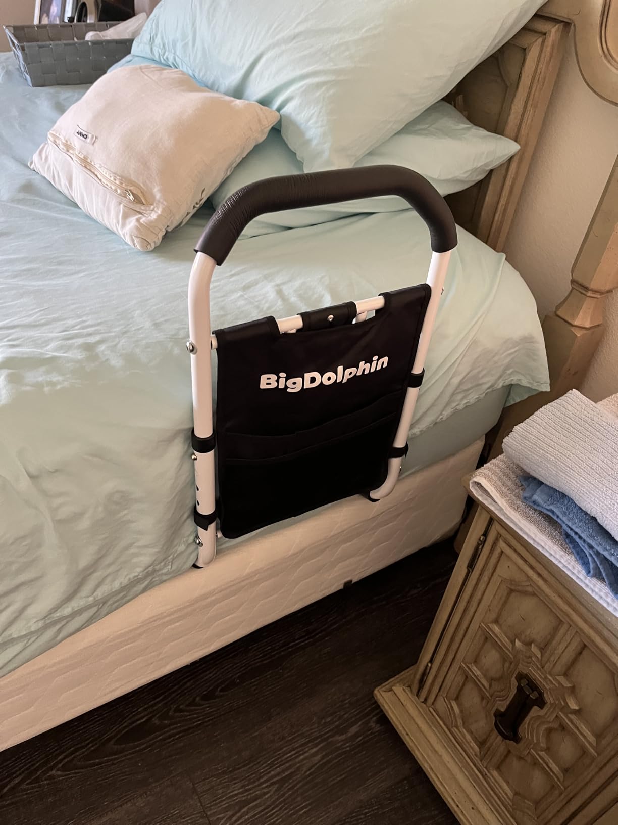 Bed Rails for Elderly Adults - ASTM Approved Adjustable Bed Cane with Non-Slip Ergonomic Handle & Storage Pocket, Bed Railings for Seniors Hold up to 350 LBS, Tool-Free customer photo 1